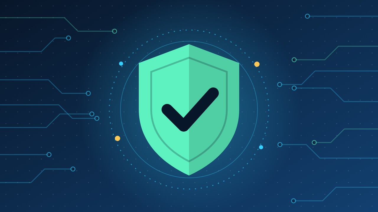 Illustration of a security shield with a check mark